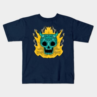 simple skull with flame Kids T-Shirt
